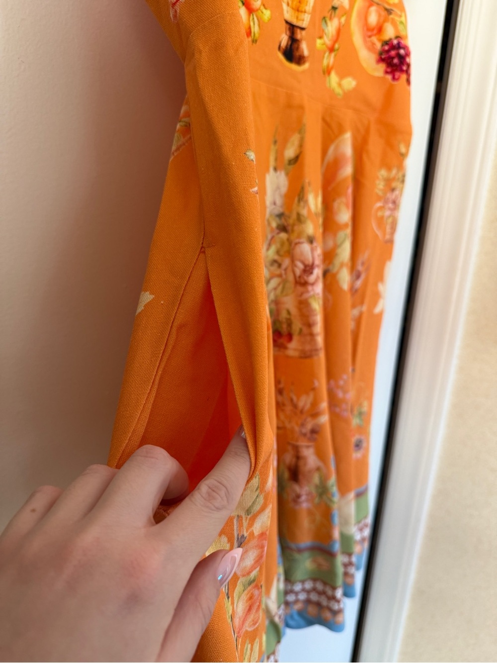 NWT Caroline Constas Linen Blend Fruit and Floral Print Mini Dress | size medium - Picture 6 of 8